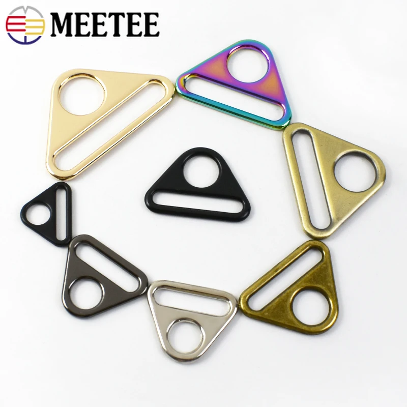 5/10Pcs Meetee 20-38mm Triangle Metal Ring Buckle Handbag Belt Adjustable Clasp Dog Collar Anti-skid Hooks Hardware Accessories