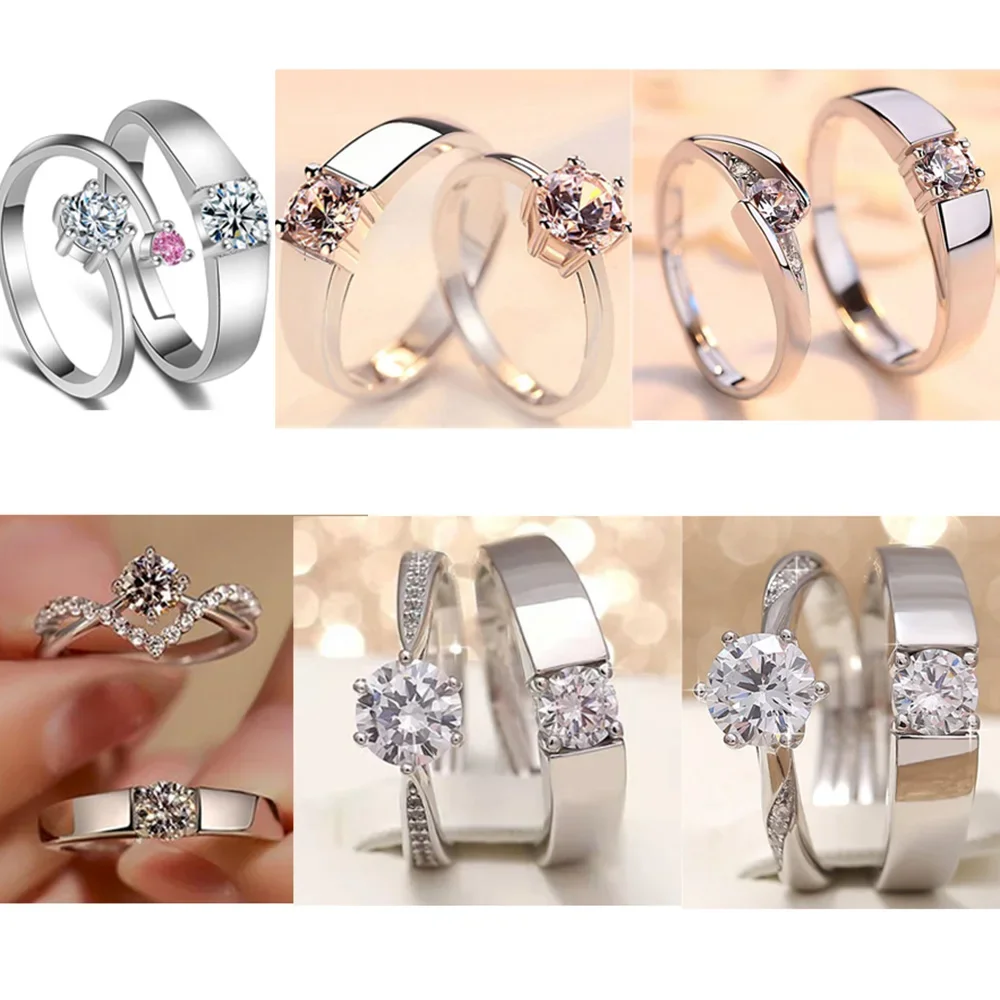 Four Claws Smooth Surface Opening Couple Ring Men Women 1 Pair Finger Jewelry Thickened Electroplated Layer Valentine's Day Gift