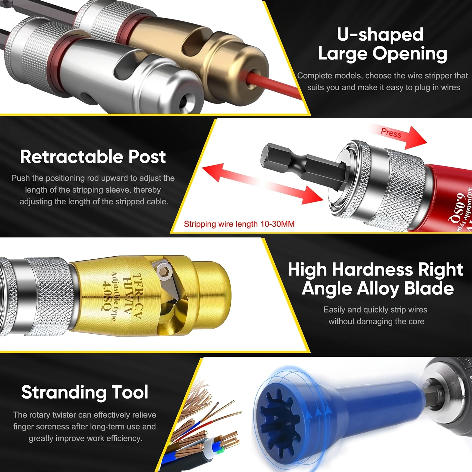 Strumento spelafili veloce e strumento di torsione Cavo regolabile Peeling Twister Pelapatate elettrico per 2,5-10 quadrati