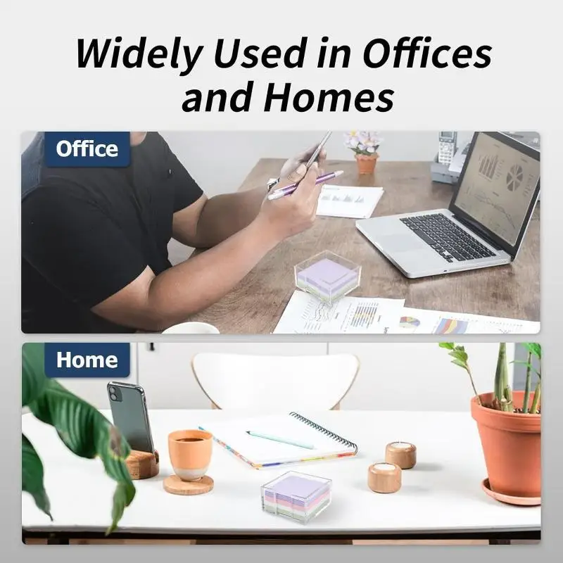 Transparent Sticky Note Holder Multi-Functional Portable Memo Dispenser Dustproof Desktop Stationery Organizer for Office Schoo