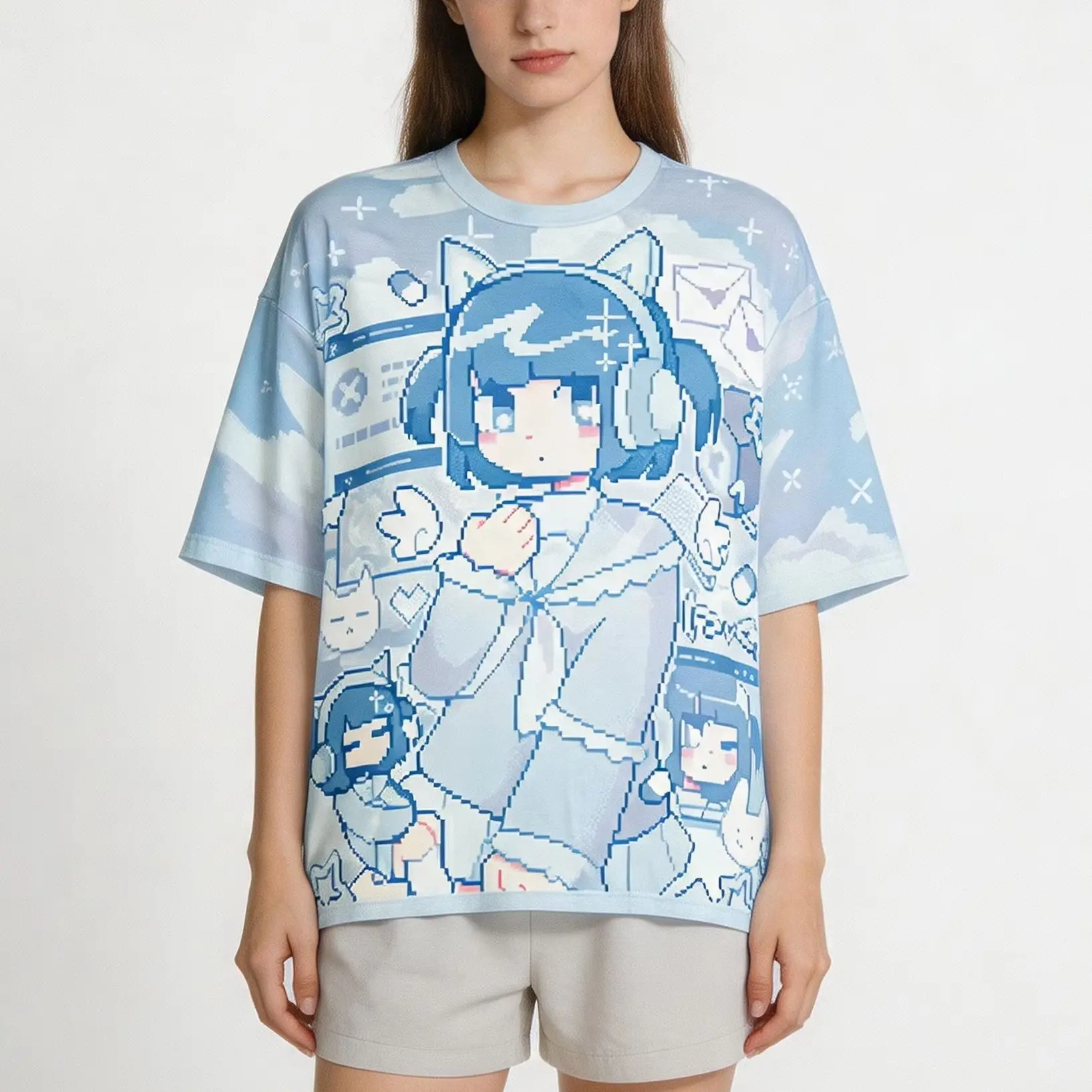 Japanese Group Hair ACDC Harajuku Series Original Design Anime Subculture Top Adult And Children's Short Sleeved Kids T-shirt