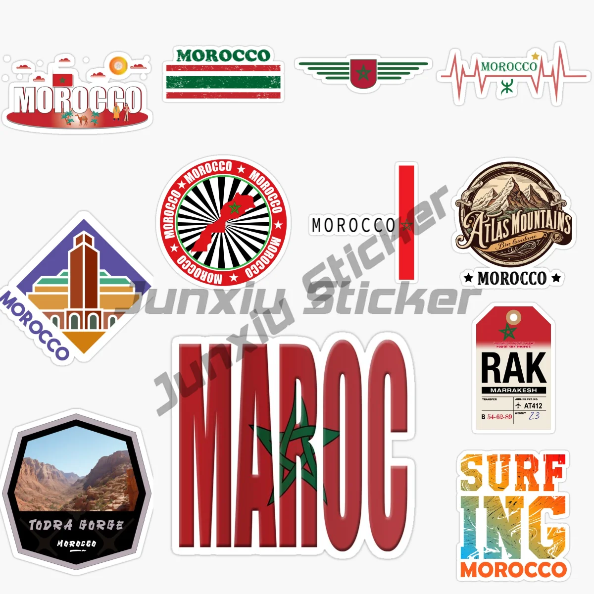

Moroccan Flag, Emblem, Car Sticker, Vinyl Self-adhesive Sticker Decal Accessories
