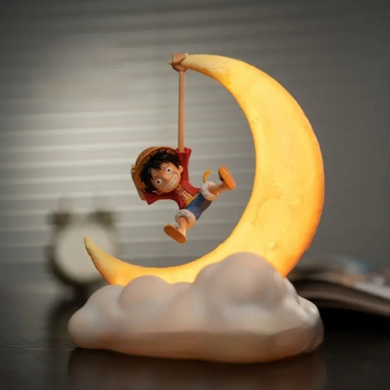 Lampka Nocna One Piece Luffy Magnetyczna Anime Księżycowa Lampka Dekoracja na Biurko Zabawny Prezent Świąteczny dla Dzieci Kolekcjonerska Figurka Akcji
