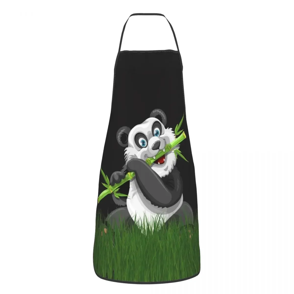 Cute Cartoon Panda Eating Bamboo Aprons for Men Women Animal Adult Kitchen Chef Bib Tablier Cuisine Cooking Baking Gardening