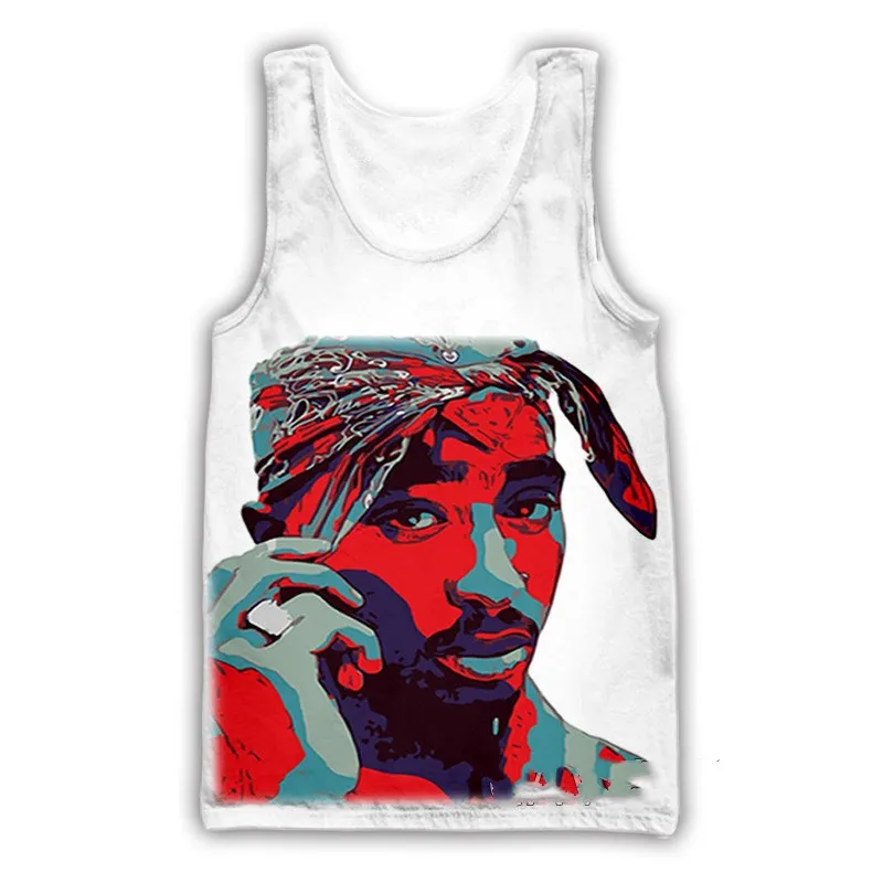 

Лидер продаж, 2pac повседневные майки с 3D принтом, летняя майка, рубашки, уличная одежда для мужчин и женщин, модный жилет, размер S-7XL