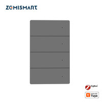 Zemismart Zigbee Wall Light Switch 1 2 3 4 Gangs Push Button with Aluminum Alloy Gray Panel Work with Tuya Smart Life App