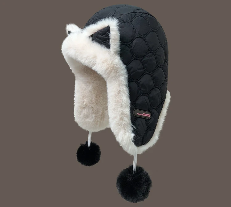 

Y2K Beanie Hat Cute Bear Ear Knitted Cap with Long Strap Japanese Niche Cool Hip-hop Cap Winter Ear Protection Hat Women R239