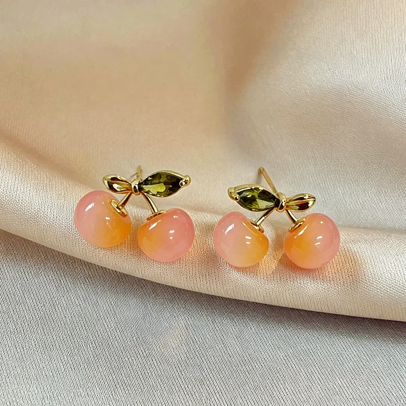 Süße Rosa Kirsch-Ohrstecker für Frauen und Junge Mädchen 2026 Design-Sensation Sommer Luxus-Accessoires Ungewöhnlicher Ohrschmuck – Detail 6