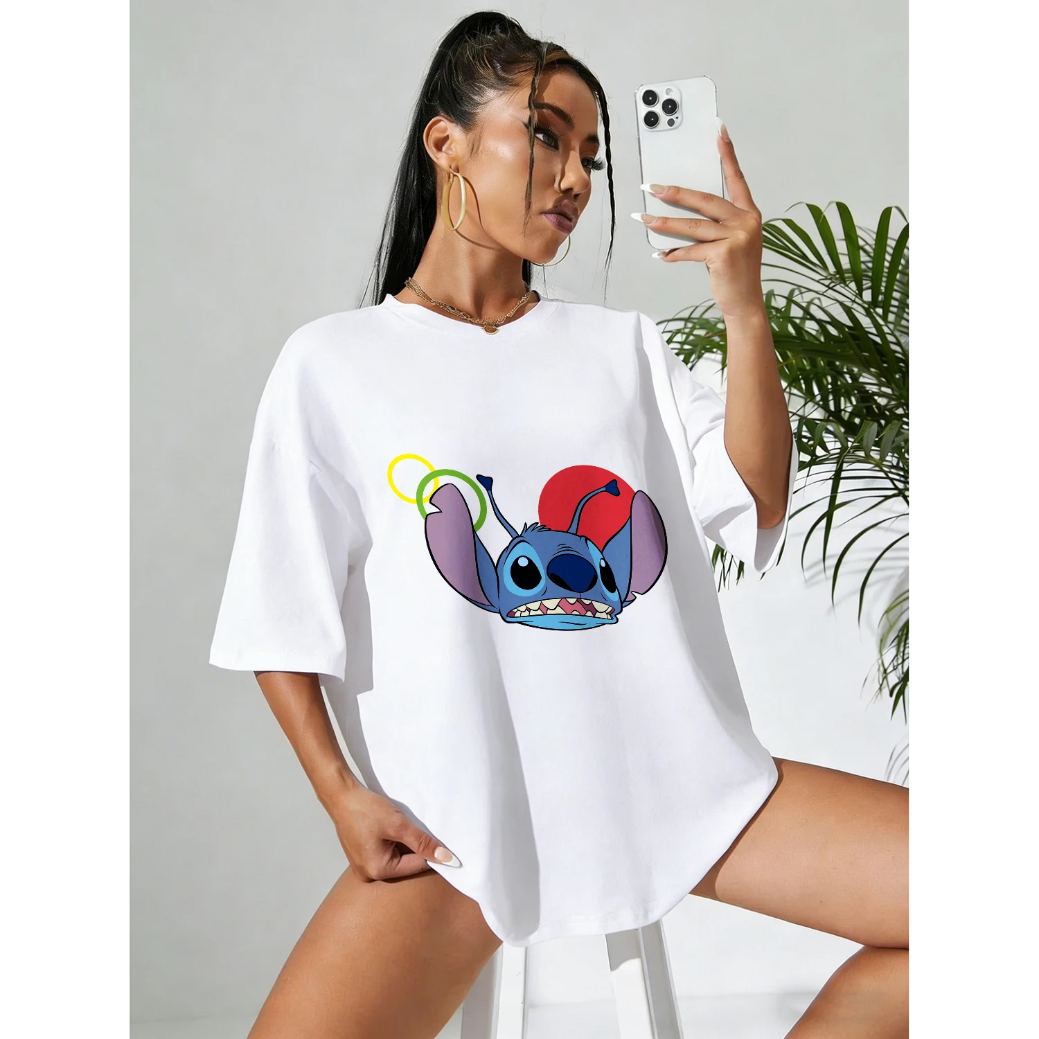 

Disney's Summer Star Baby Stickers "Trendy Portrait" 100% Cotton Printed T-Shirt - Men's and Women's Casual Breathable Top