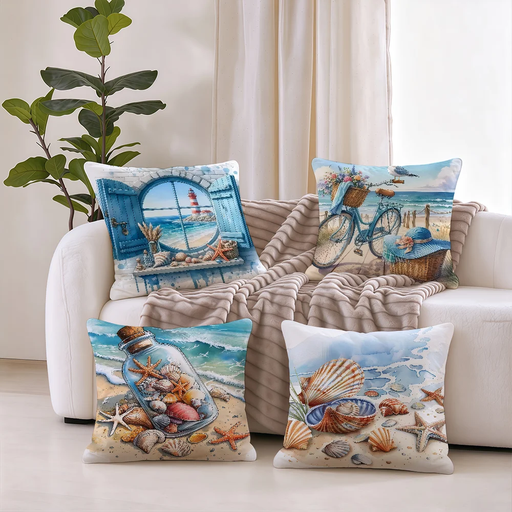Lighthouse Coastal Seascape cushion cover Square Office Bedroom Headboard Sofa Living Room Backrest Cushions Sleeping