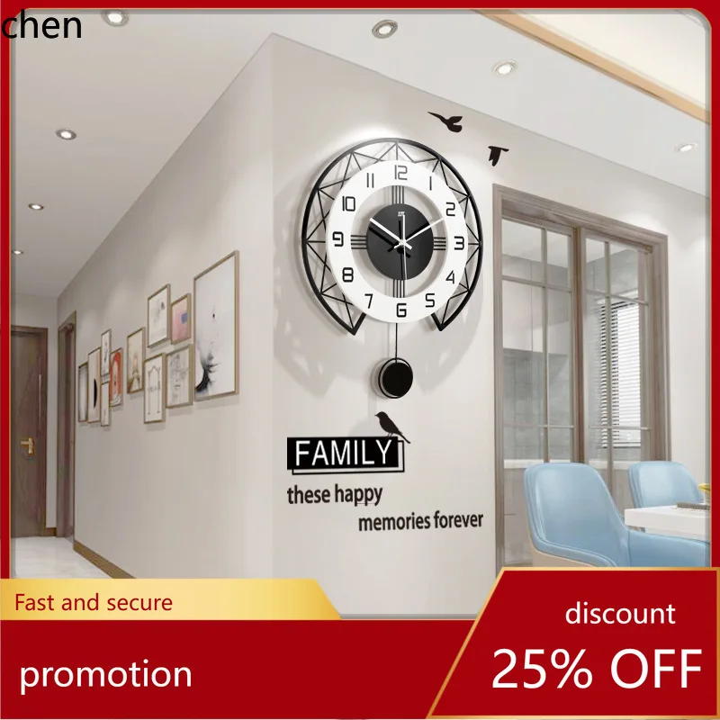 

YFY Wall Clock for Living Room, High-end Modern Minimalist Home Decorative Clock, Creative No-Drill Wall Clock
