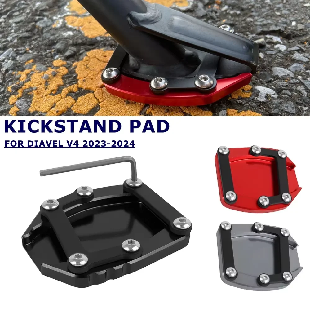 Motorcycle Kickstand Foot Side Stand Extension Enlarger Pad Support Plate For Ducati Diavel V4 DIAVEL V4 2023 2024 Accessories