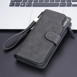 Baellerry Men Wallets Long Clutch Purse Quality Card Holder Male Purse Zipper Large Capacity Phone Bag Leather Wallet for Men