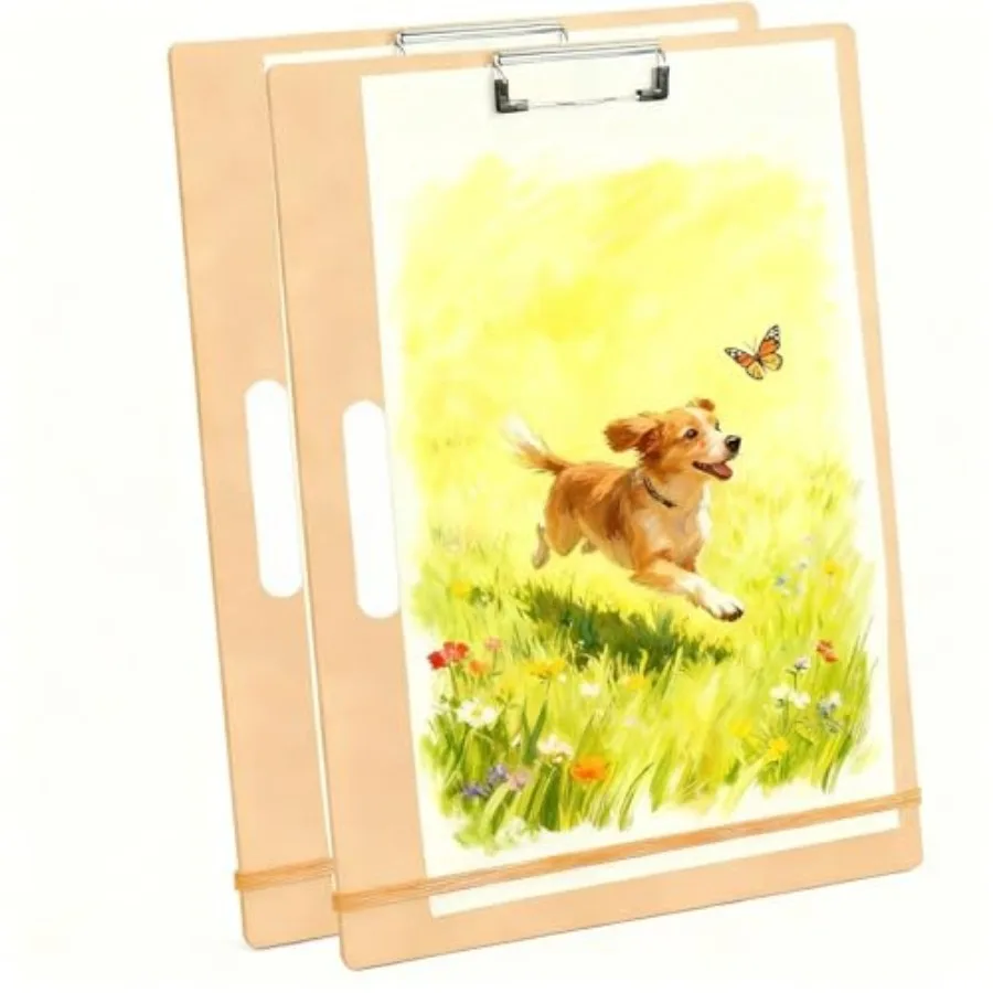 

2 Pack] HXILAJM 13x17 Inch Drawing Board with Handle - Portable Artist Sketch Board with Adjustable Clip and Rubber Bands, Art