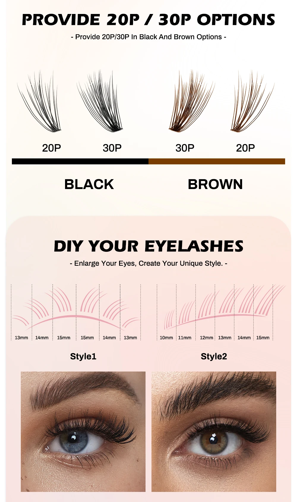 NATUHANA 10D 20D 30D 40D Cluster Wimpern DIY Nerz Einzelne Wimpern Vorgefertigte Volumen Fan Faux Cils für Make-up-Tools – Detail 7