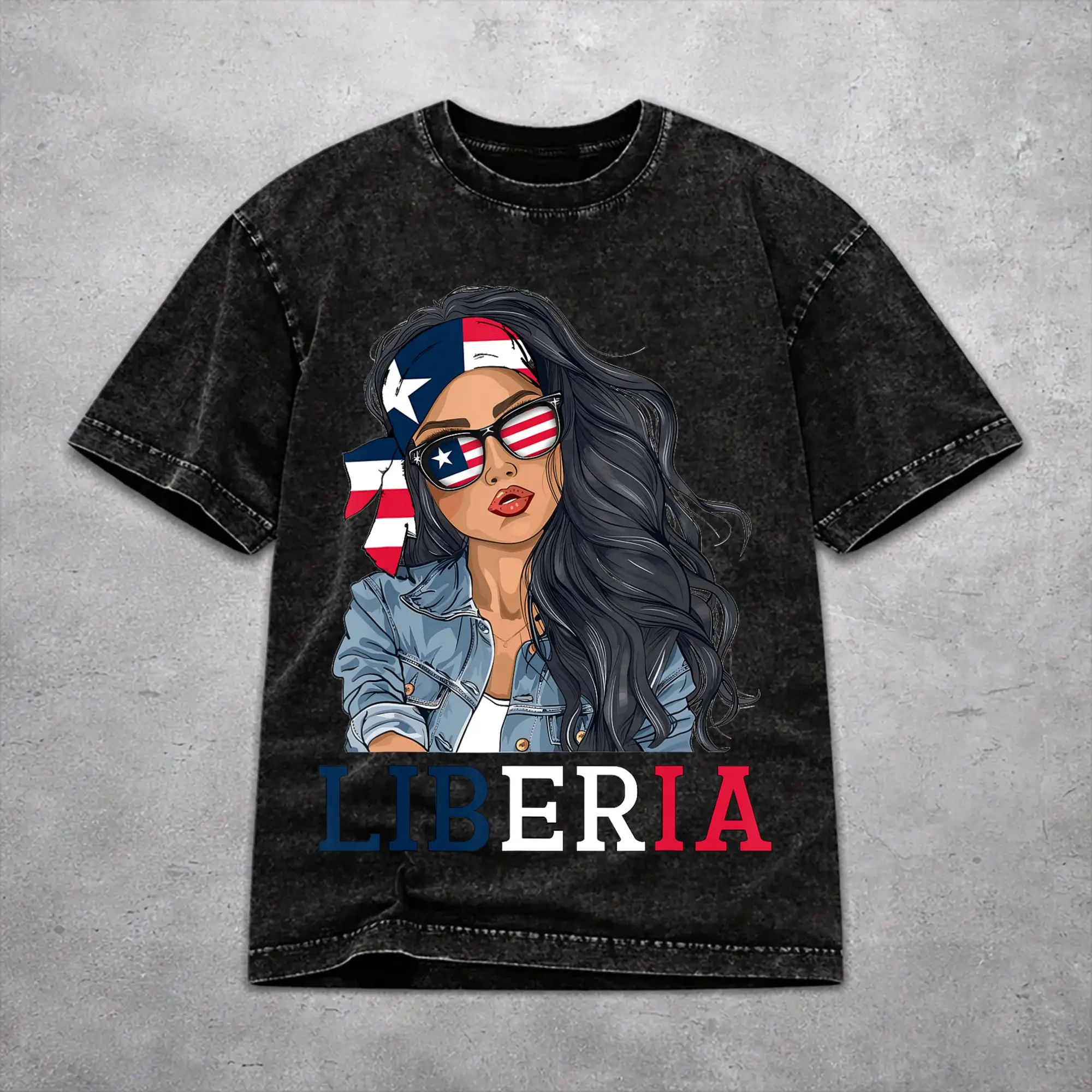 Liberia Independence Day Washed T Shirt Vintage Streetwear Men Women  Oversize T-Shirts Tee Short Sleeve