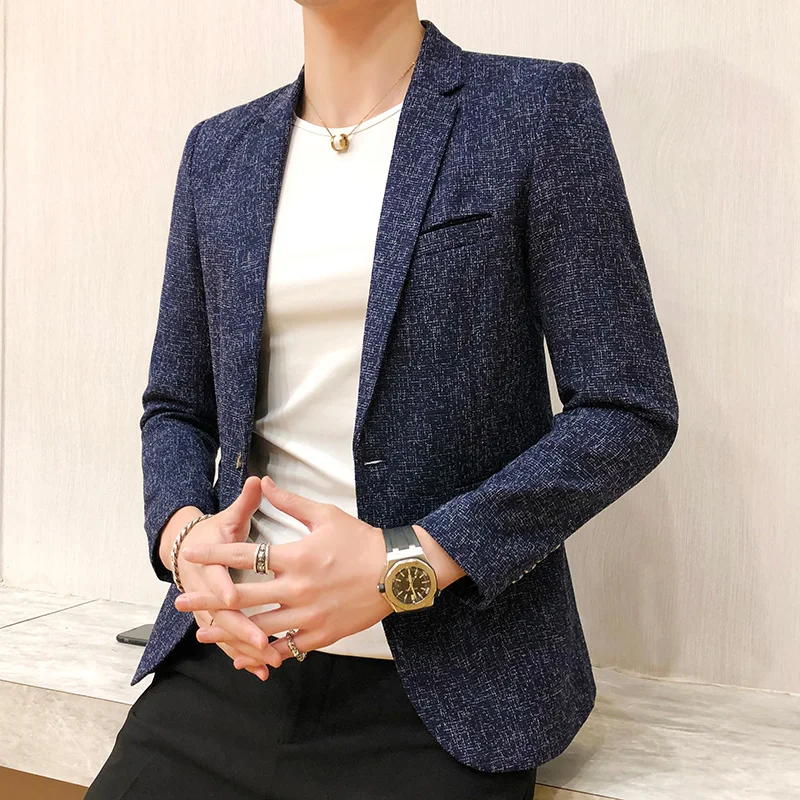 Spring Autumn Blazers Men Fashion Slim Solid Color Single Breasted Coat Casual Business Handsome Suits Brand Men\'s Blazers Tops