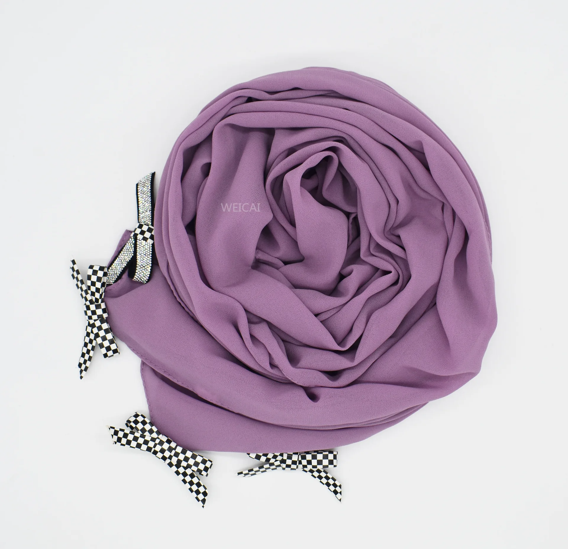 70*170CM  Women’s Hijabs With Elegant Chiffon Turban Hand-sewn bow Scarf New Style Bubble Headcover Scarves Muslims Women