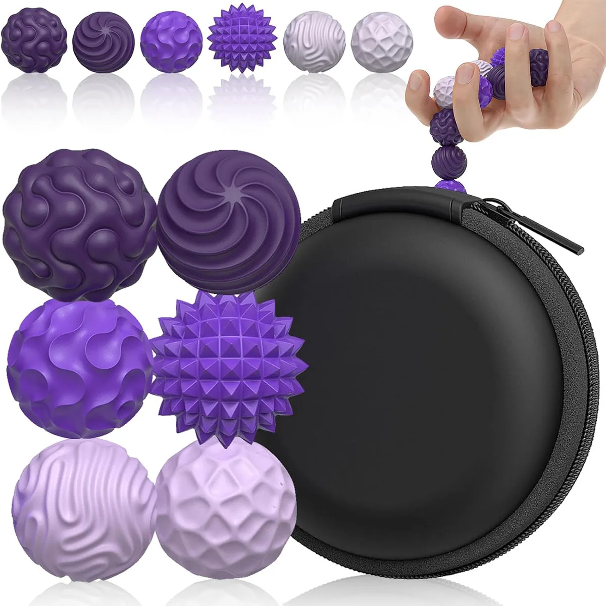 Lot de 4/6/8/12 balles sensorielles magnétiques anti-stress, avec coque en silicone, pour apaiser les mains et l'esprit, soulager l'anxiété et les troubles du TDAH