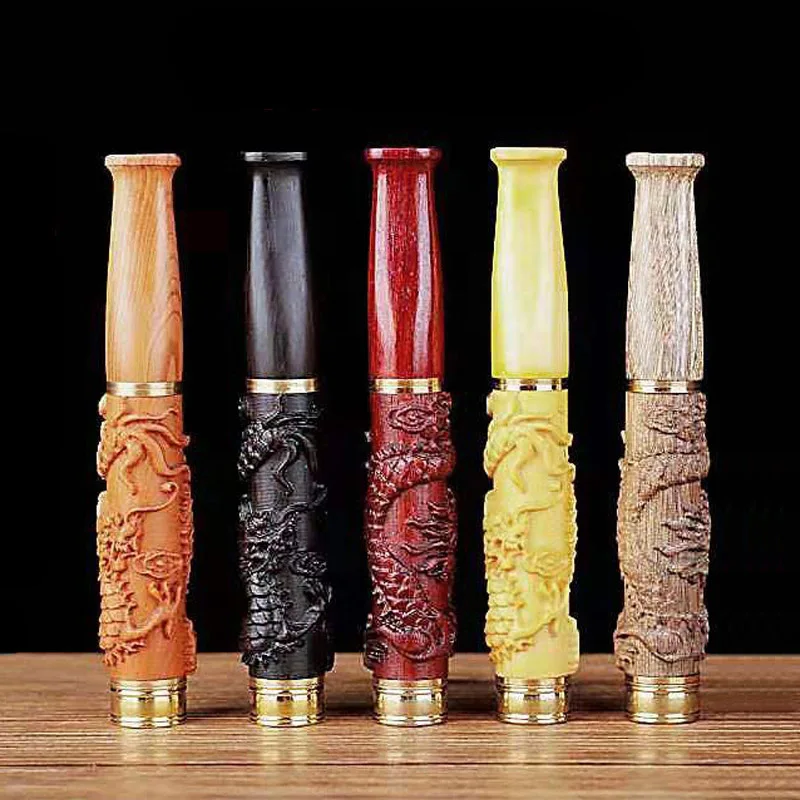 Wooden Carved Cigarette Holder Mouthpiece Cigarette Filter Mouthpiece Holder Washable Cigarette Mouthpiece Filter Suction Nozzle