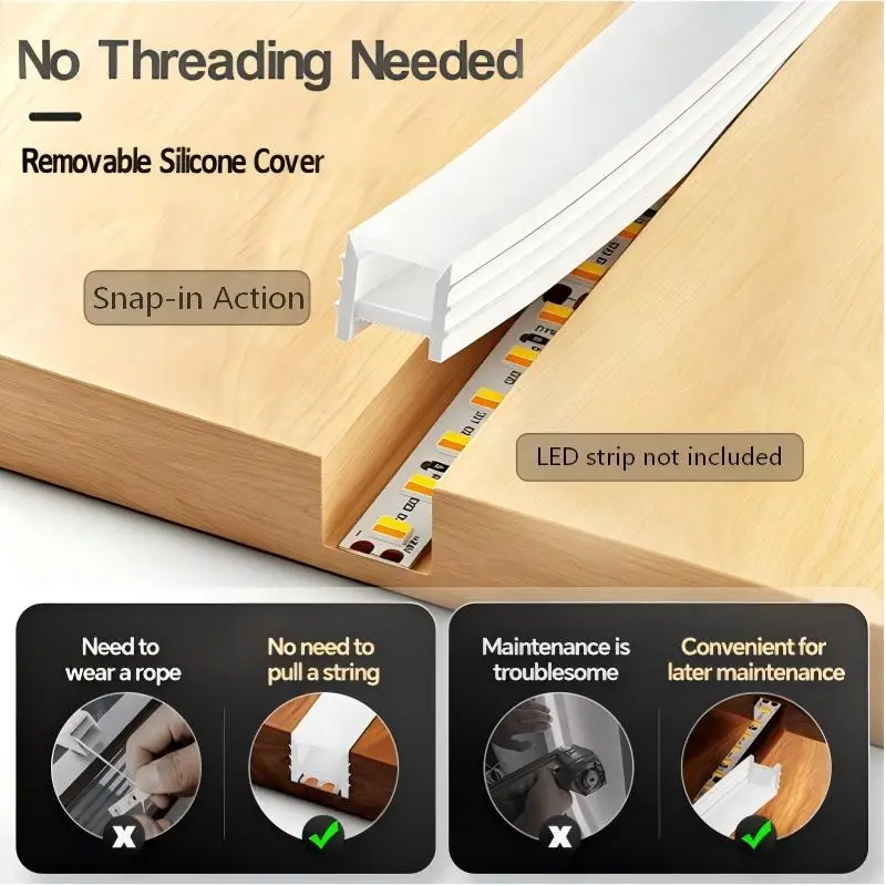 1-10M Flexible Silicone LED Diffuser Channel Bendable LED Profile Recessed Linear Lighting Edge or Edgeless Black White Cover