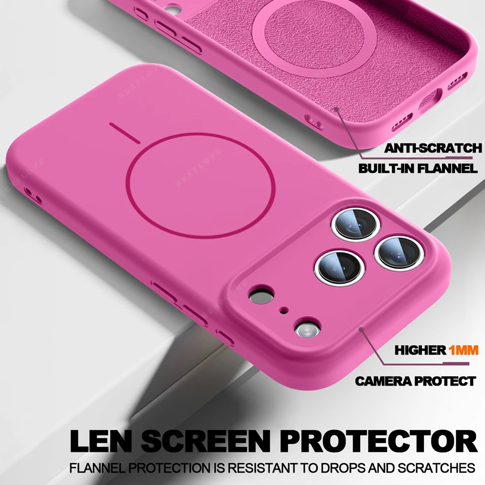 المغناطيسي شريط للرسغ السائل سيليكون جراب هاتف آيفون 11 12 13 16 17 برو ماكس الهواء 15 14 16 زائد 16E Magsafe الحبل غطاء