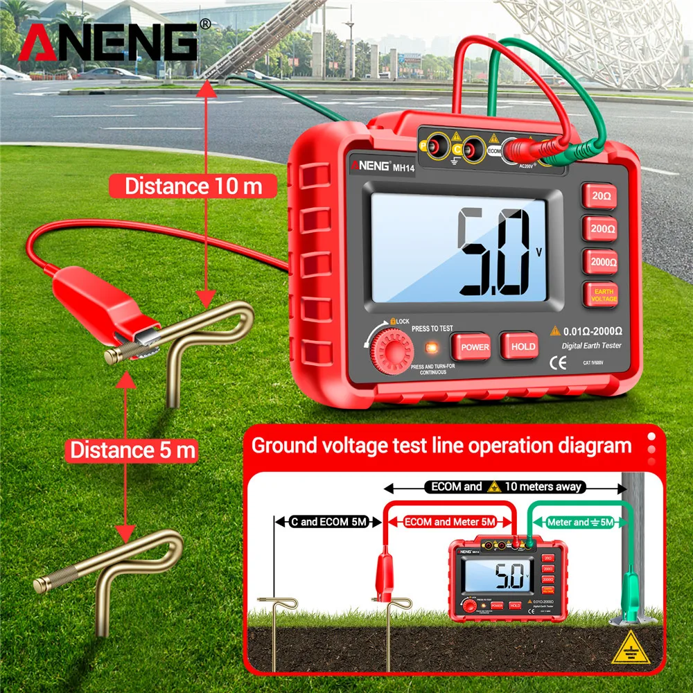 ANENG Red Color MH14 1999 Conuts Ground Resistance Megohm Testers Meter Megohmmeter Voltmeter Ohm Detector without BatteryTools