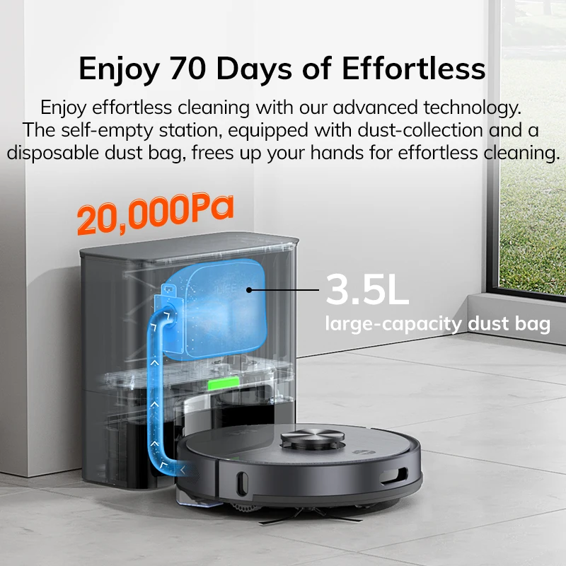 ILIFE T20S Robot Vacuum Cleaner 5000Pa Suction Power LDS Navigation App Control Cleaning Vacuum And Mopping Wet Dry Sweeping