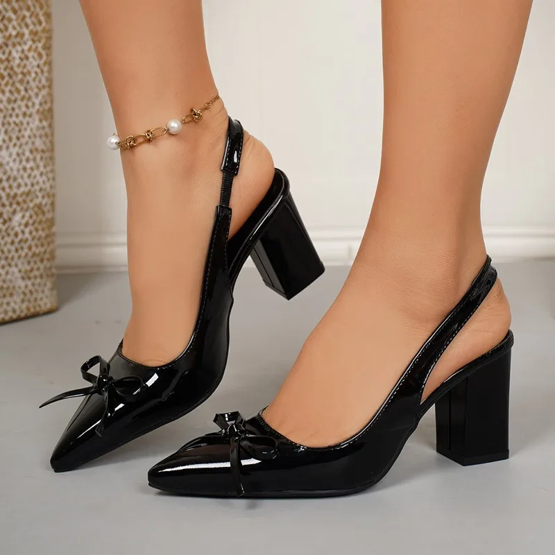 Bow Baotou Sandals 2025 Fashion Summer New Pointed Toe High Heels Single Shoes image 4