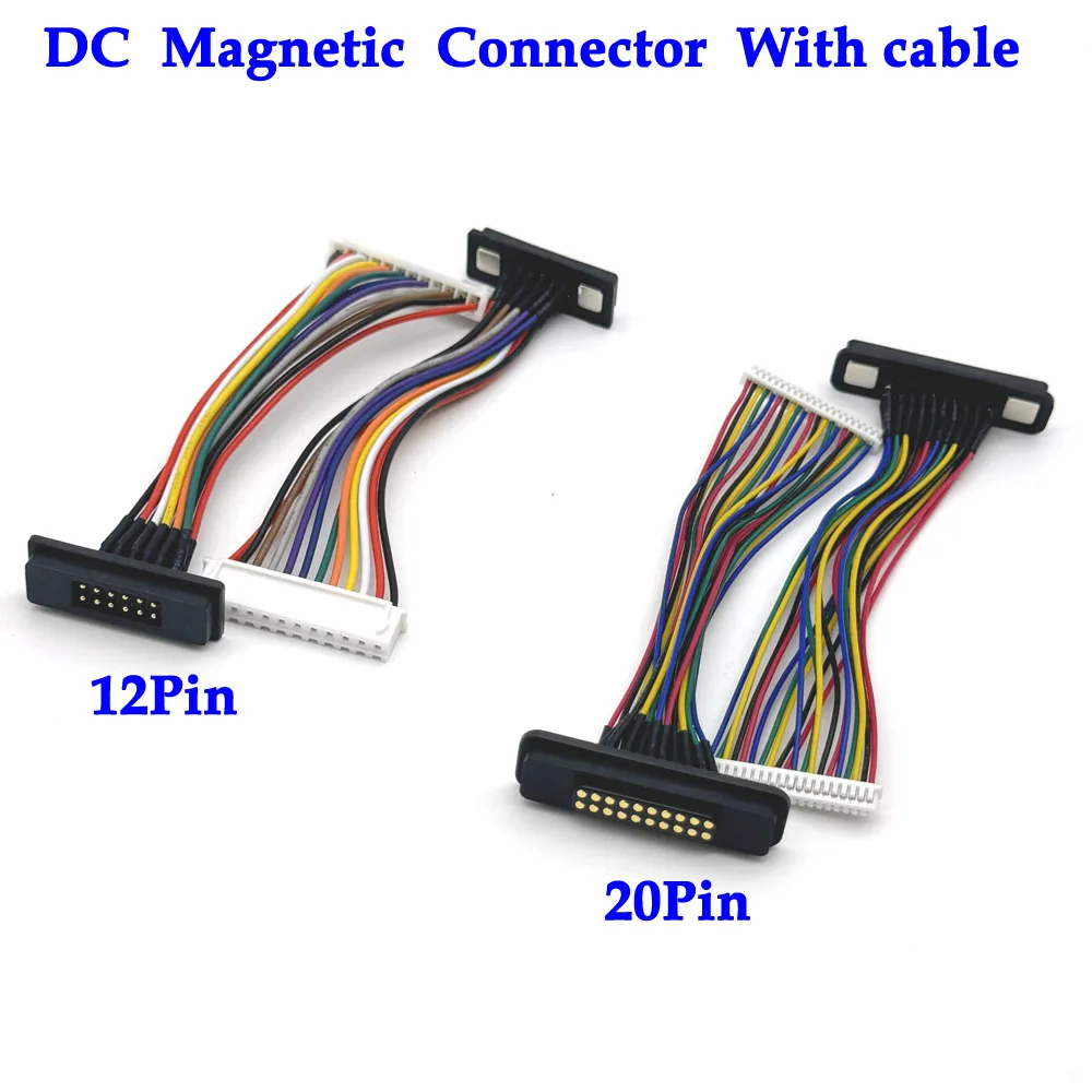 1sets 2A Magnetic Pogo Pin Connector 2.54MM Spring Loaded Pogopin Male Female Contact Strip With Ribbon Cable DC Power Socket