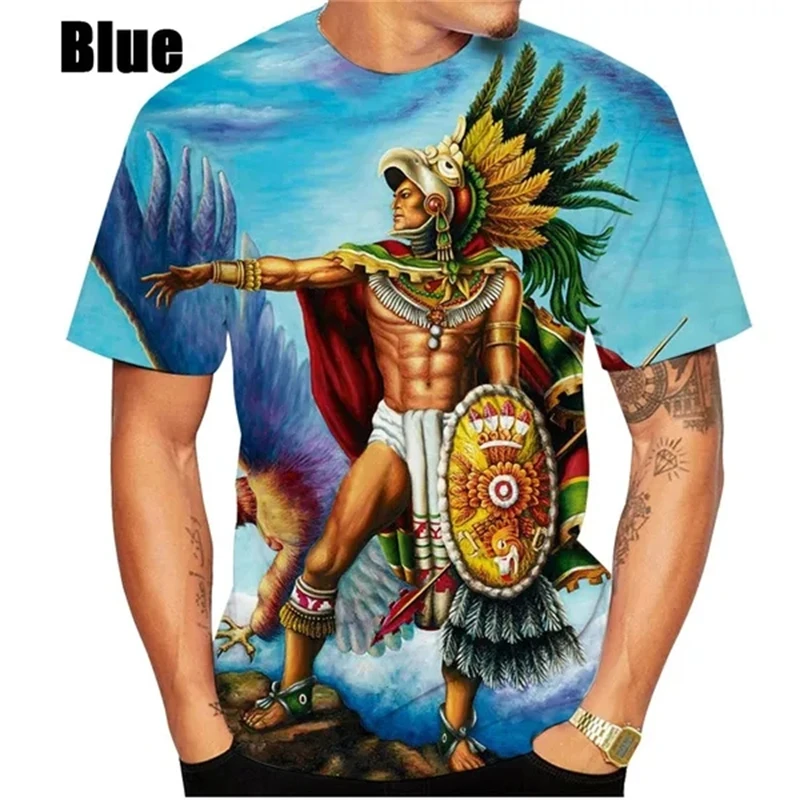 New Summer 3d Mexican Aztec Warrior Men\'swomen\'s Fashion Slim T-shirt 3d Printing T Shirts Short-sleeved Casual Top Mens Clothes