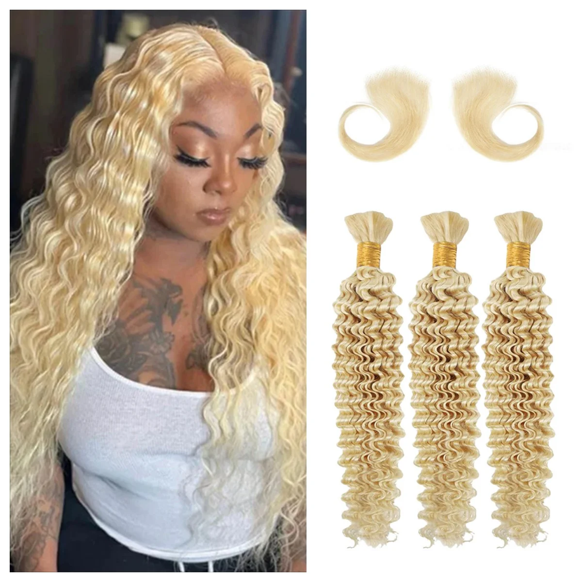 Deep Wave Bulk 100% Virgin 613 Human Hair For Braiding Extenciones Natural Unprocessed No Weaving Culry Human Hair Bulk Bundles