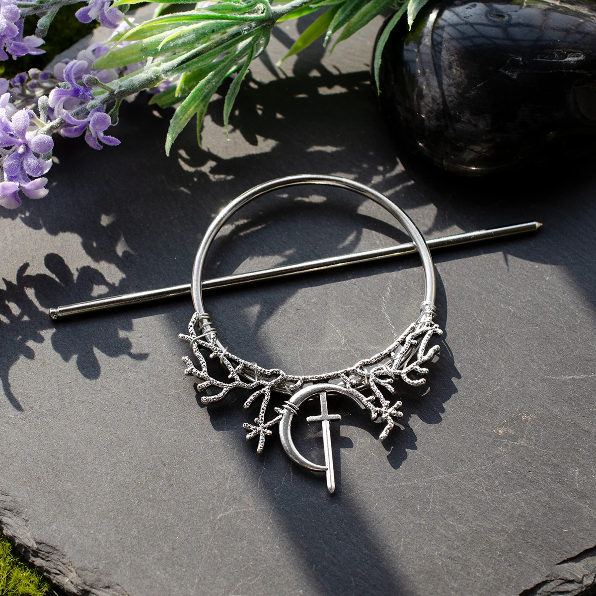 Fairy Forest Twig Branch Cross Protection Hairclip Woodland Goddess Hairpin Pagan Hairstick for women