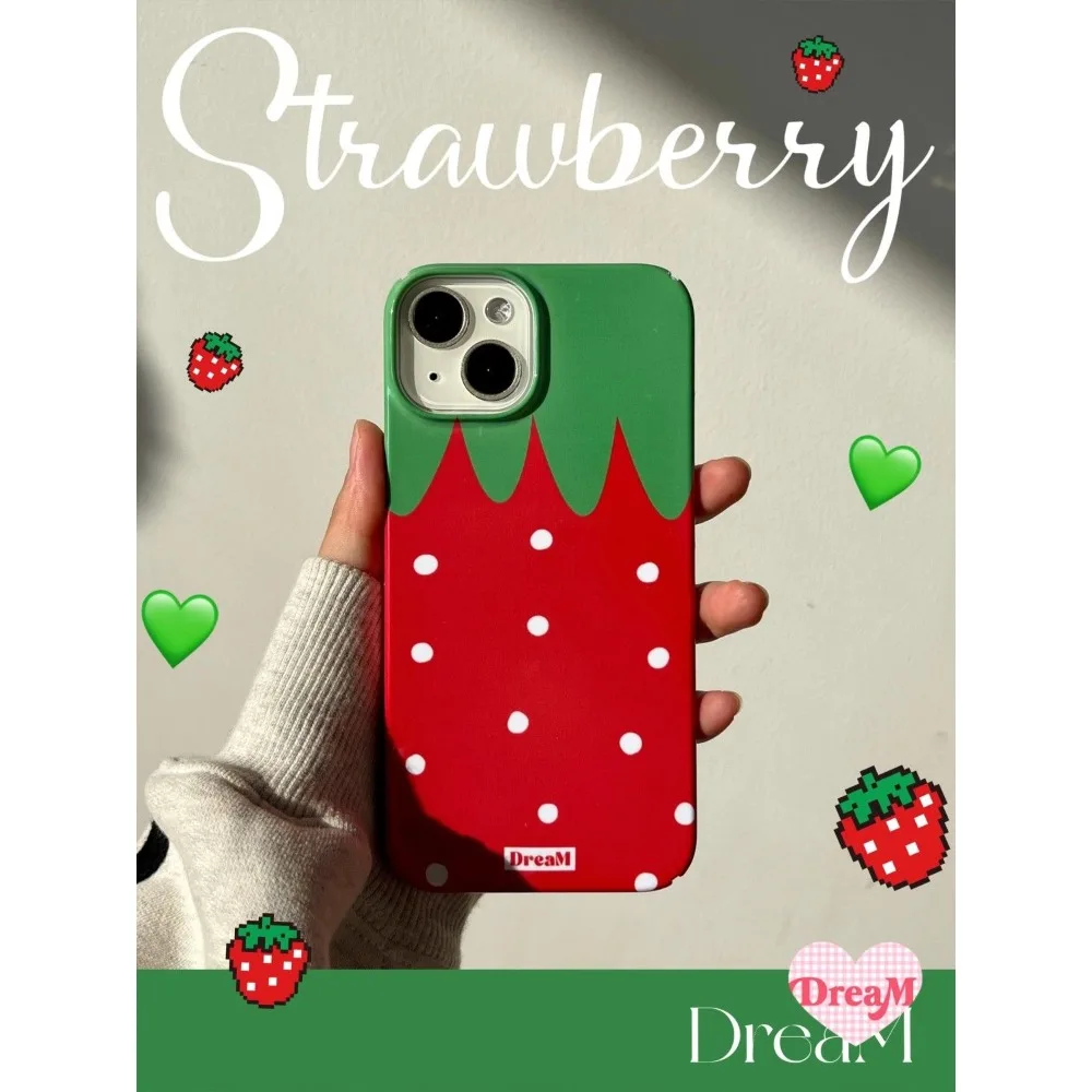 Korean Ins style cute strawberry Phone Case for IPhone 15 14 11 12 13 Pro Max Mobile Phone Case for IPhone XR XS MAX