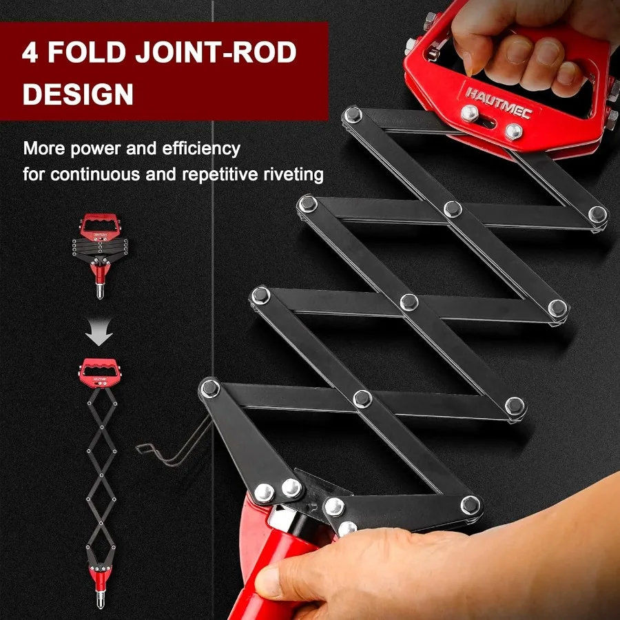 Klinknagelpistool HeavyDuty PressType 5in1 Arbeidsbesparend popklinknagelgereedschap met draagbare sleutel voor metaalproductie en autoreparatie