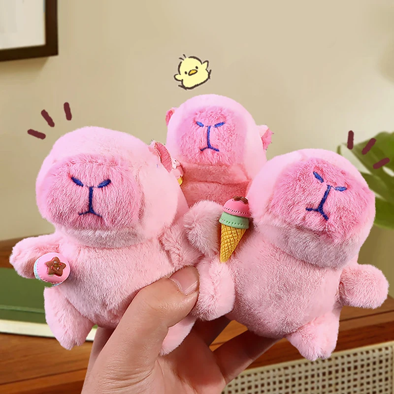 Capybara Plush Doll Cartoon Keychain Pendant Soft Stuffed Doll Backpack Pendant Car Bag Key Ring Decor Kid Gift