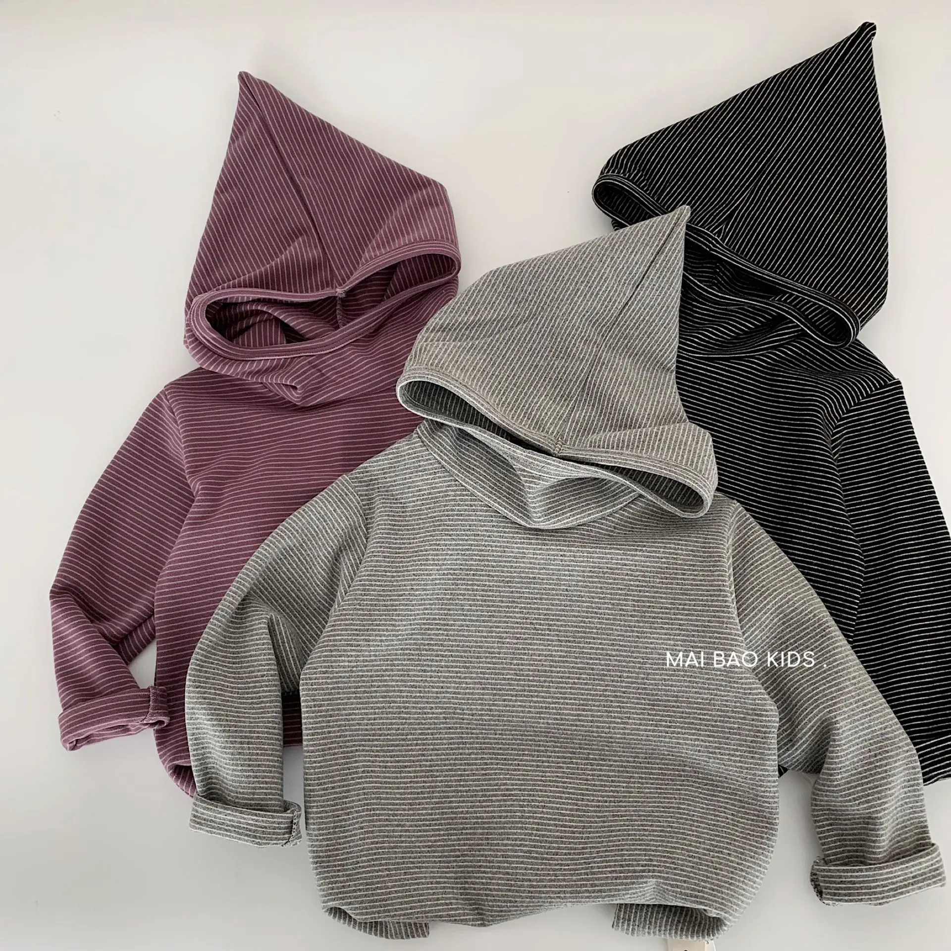 

Children Clothes Kids Hooded T Shirt 2025 Autumn Winter New Korean-style Striped Pullover Boys and Girls Long-sleeved T-shirt