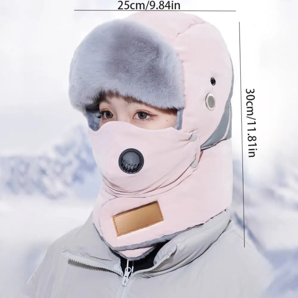 Russian Ushanka Ski Hat with Goggles Earflap Winter Plush Hats Padded Hood Beanies Snow Caps Cycling Windproof Cap Sports