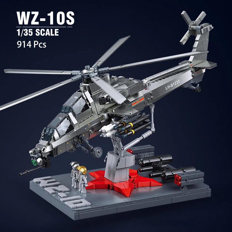 US Militare CAIC Z-10 Fiery Thunderbolt Aereo Building Blocks Braccia WZ-10 Trasporto corazzato Mattoni Giocattoli Modello