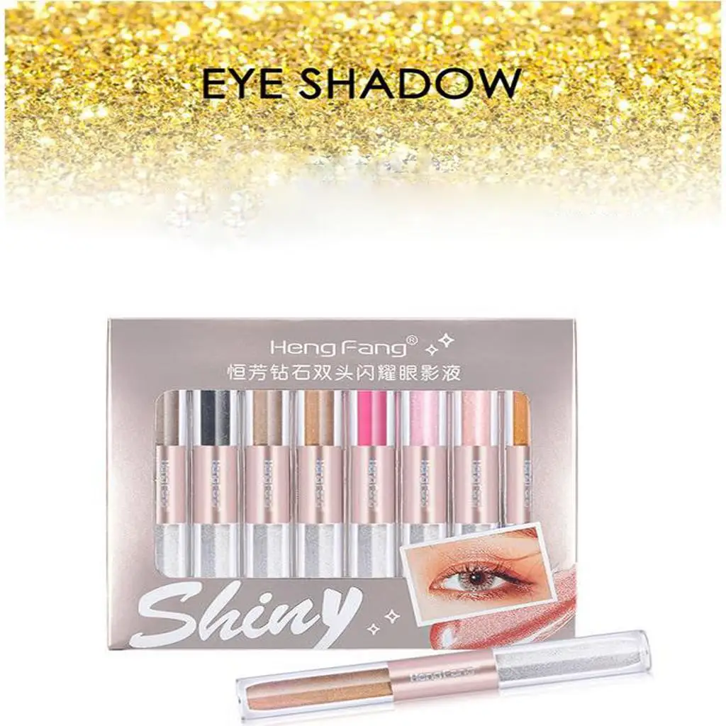 عبوة من 8 ظلال عيون سائلة لؤلؤية لامعة تدوم طويلاً للشفاه والعيون والخد والجسم