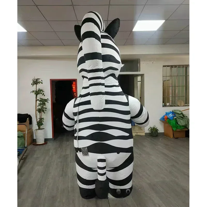 Inflatable Zebra Mascot Costume Adult Full Body Plush Suit Cartoon Character Cosplay for Party Parade Event view 3