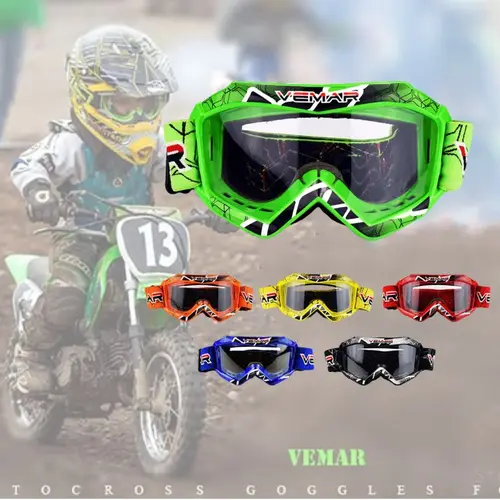 Vemar gafas de motocicleta para niños gafas de carreras de motos MX MTB todoterreno Dirt chico bicicleta para casco de motocross gafas