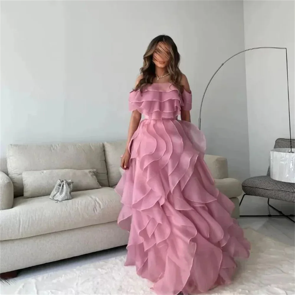 

ROYET Off The Shoulder Strapless Pleat A Line Long Prom Dress Floor Length Sweep Train Luxury Formal Woman Evening Gown