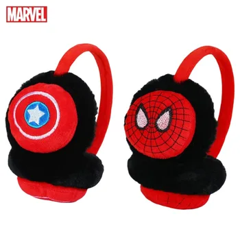 Marvel Spiderman กัปตันอเมริกาอุปกรณ์ต่อพ่วงภาพยนตร์เด็กฤดูหนาว Plush WARM การ์ตูนน่ารัก Windproof หูอุ่นขายส่ง