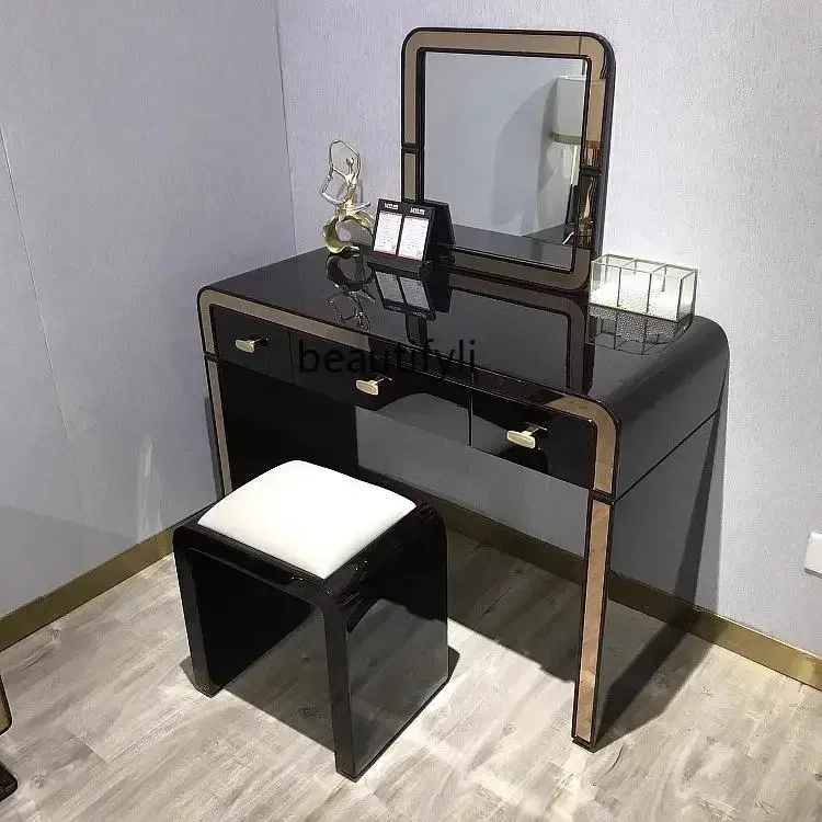TTT Hong Kong-style light luxury solid wood piano paint makeup table high-end model room dresser