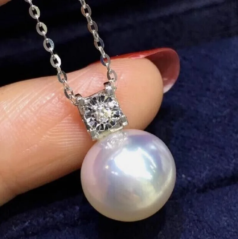 18 inch HUGE AAAAA Round 11-12mm natural AKOYA white pearl Pendant necklace 925S