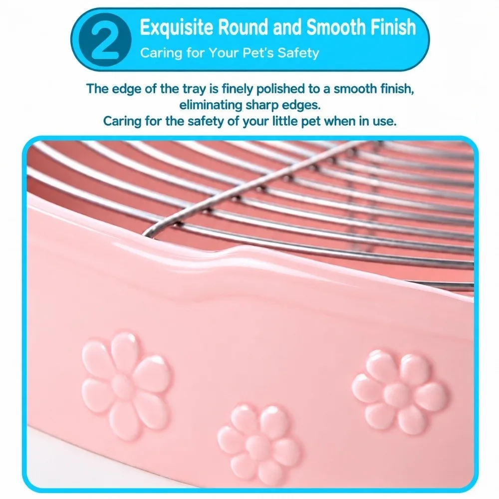 Heavy-Duty Small Pet Ceramic Toilet Anti-Chew Anti-Tip Bunny Corner Toilet Box with Grate Fan-shaped Small Animal Potty