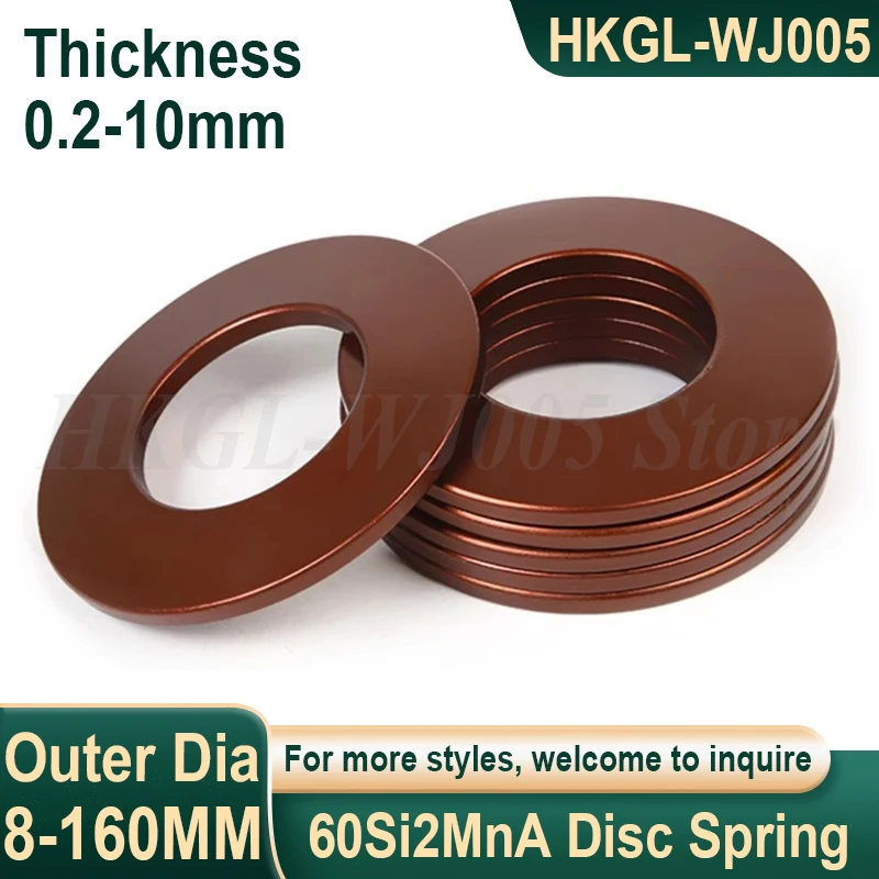 

Full-size 60Si2MnA Belleville Compression Spring Washer Disc Spring OD 8-160mm ID 4.2-82mm Thickness 0.2-10mm