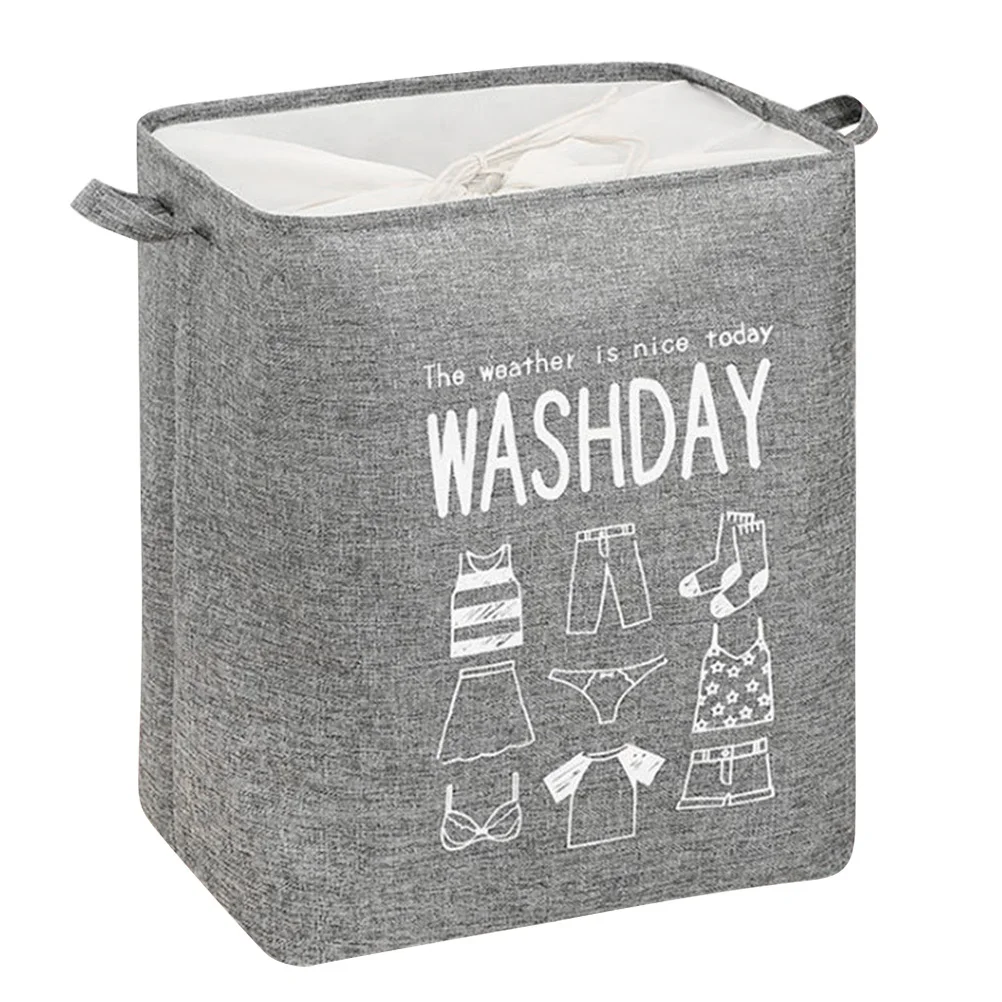 Foldable Dirty Clothes Basket Large Capacity Cotton Linen Storage Bag With Handles Drawstring Dust-Resistant Laundry Container