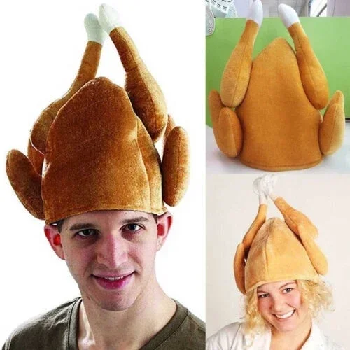 ROASTED TURKEY HAT Thanksgiving Costume Roast Chicken Raw Poultry Bird Trot Chef